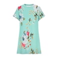 thumbnail image 5 of Lovskoo Summer Dresses for Women 2024 Casual Printed T Shirt Dress Loose Roll Up Short Sleeve Round Neck Tunic Dress with Pocket for Women Green L, 5 of 6