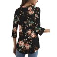 thumbnail image 3 of Traleubie Plus Size Floral Tunic Tops for Womens 3/4 Roll Sleeve V Neck Blouses Long Sleeve Shirts of Female, 3 of 7