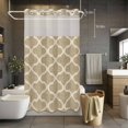 thumbnail image 3 of Khaki Plaid No Hook Shower Curtain with Snap in Liner Retro Country Moroccan National Geometrical Plaid Waterproof Bathroom Shower Curtain with See Through Top Window for Bathtub 54" x 78", 3 of 9