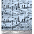 thumbnail image 1 of Soimoi Blue polyester Crepe Fabric Tools Hardware Decor Fabric Printed Yard 52 Inch Wide, 1 of 1