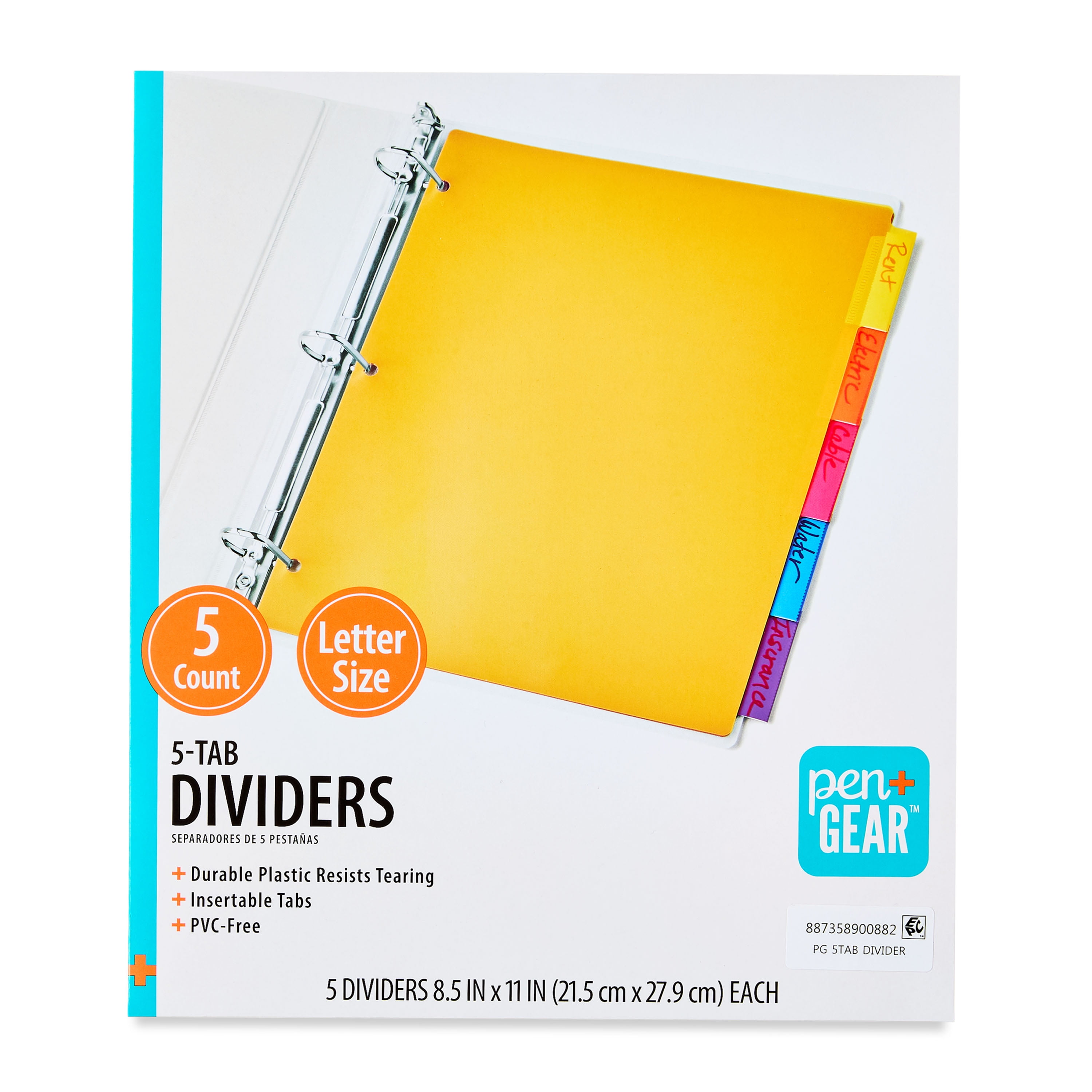 (4 pack) Pen+Gear 5-Tab Durable Dividers Without Pockets, 8.5" x 11"