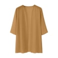 thumbnail image 5 of Fashion Women's Chiffon Kimono Cardigan Mid-Sleeve Open Front Design Breathable Sheer Cover Up for Beach Daily Wear Khaki XXL, 5 of 7