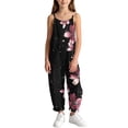thumbnail image 2 of OGLCCG Girls Wide Leg Jumpsuit Kids Casual Sleeveless Romper Floral Printed Adjustable Spaghetti Strap Overalls with Pockets 5-14 Years, 2 of 8