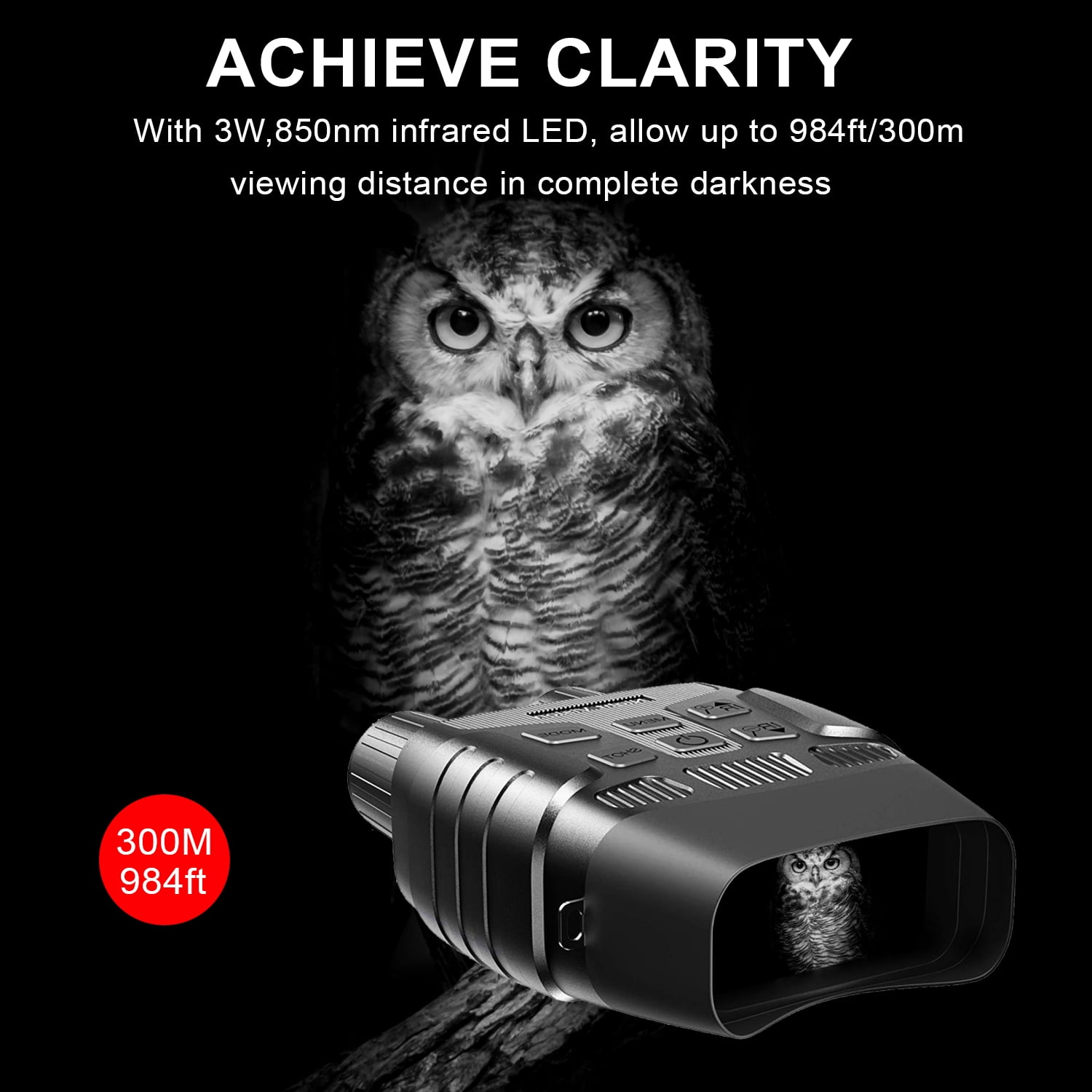 Rexing B1 10 x 25 Digital Night Vision Binoculars, Infrared (IR) Digital Camera - Black