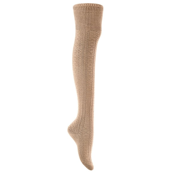 Lian LifeStyle Women's 1 Pair Adorable Knee High Natural Cotton Socks Size, and Ultra-Soft JMYP1025 6-9Beige