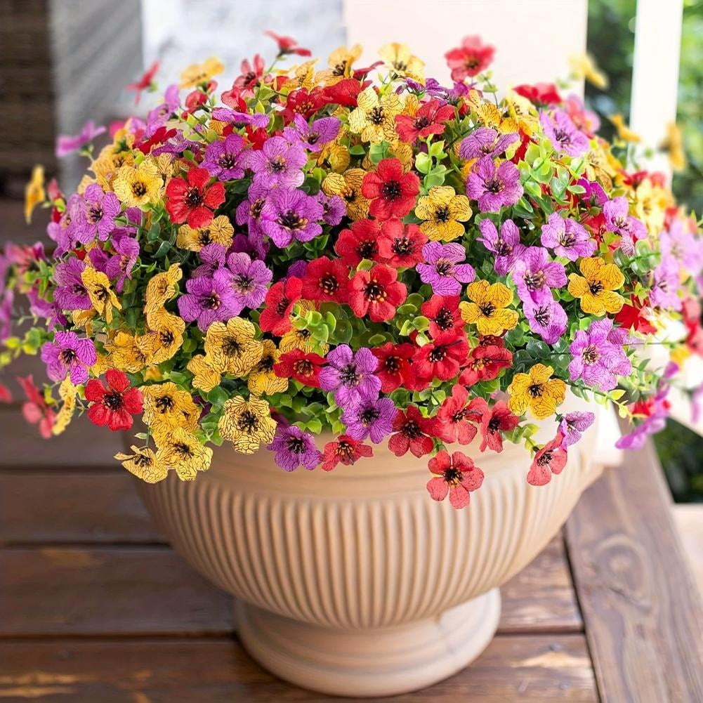 2Pcs Artificial Outdoor Flowers for Garden, 22" Faux Violet Topiary Ball with Ground Spike, UV Resistant Fake Plants for Porch, Patio and Yard Decoration