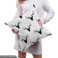 thumbnail image 4 of Deer Fabric by the Yard, Deer Head with Antlers Silhouette Form Stained Worn Background Animal Illustration, Decorative Upholstery Fabric for Chairs & Home Accents, 2 Yards, Black White by Ambesonne, 4 of 4