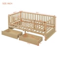thumbnail image 2 of Harper & Bright Designs Twin Size Daybed with Two Drawers, Solid Wood Low Platform Bed Frame with Fence Montessori Bed for Boys Girls, Split into Floor Bed & Daybed, Natural, 2 of 14