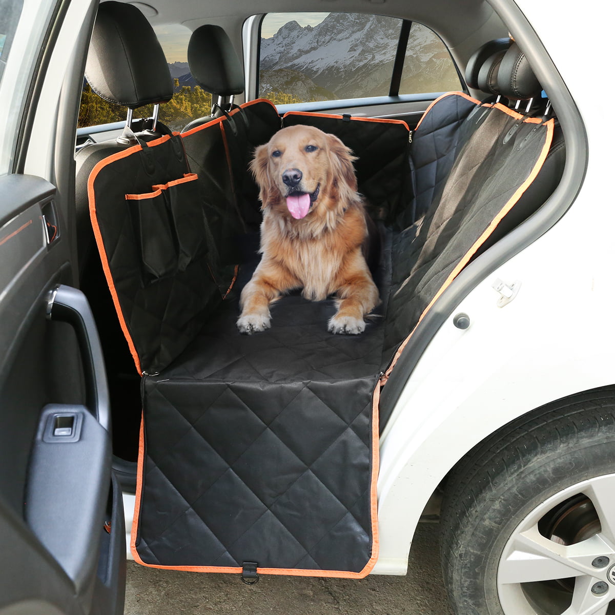 Waterproof Pet Car Seat Covers L Dog Seat Cover for Cars Black with Two Dog Seat Belt and a Cleaning Brush Dog Hammock Slip-proof Heavy Duty Rear Seat Protector