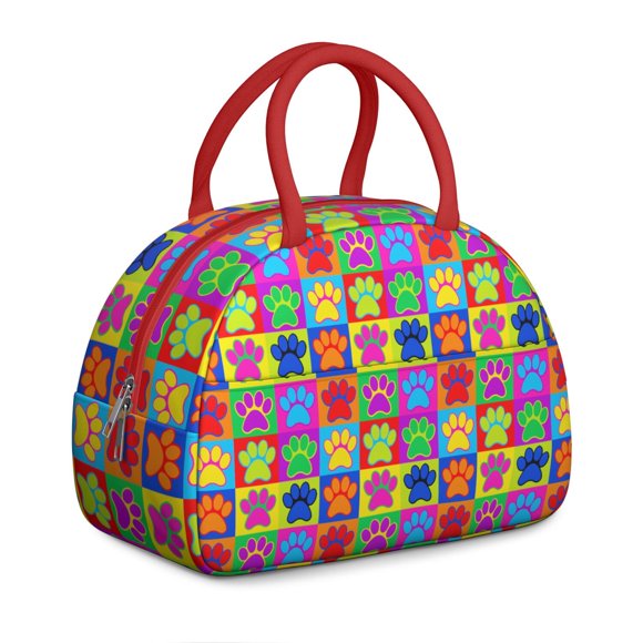 Dog and Nature Pattern Lunch Bag for Women, Adorable Puppy Print, Reusable Insulated Tote for Office Lunch or Short Trips