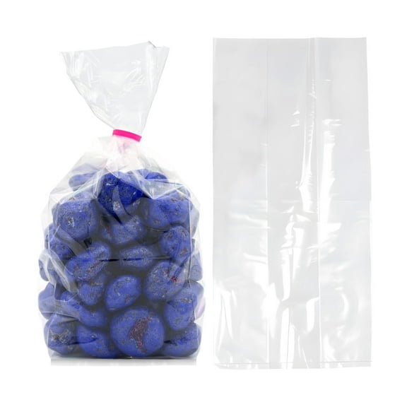 100 Pack of Clear Side Gusseted Plastic Bags for Gifts, 5 x 3.5 x 12 Inch. (3.5 in gusset).1 Mil Plastic Gift Bags. Leakproof Treat Bags. Bags for Favors, Baked Gifts
