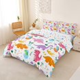 thumbnail image 2 of Homewish Cute Dinosaur Duvet Cover Queen,Kawaii Animal Queen Bedding,White,Colorful Stars Reversible,3 Pieces,1 Duvet Cover and 2 Pillowcases, 2 of 6