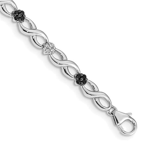 14k White Gold White and Black Diamond Flower Infinity Bracelet BM4628