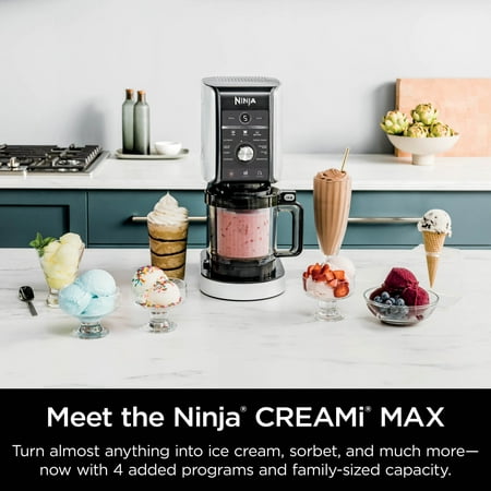 Ninja CREAMi Max Ice Cream Maker, Sorbet, Milkshakes, Frozen Yogurt, & More, 9 One-Touch Programs, (2) 24 Oz Family-Sized Tubs & Lids, NC550 Stone Silver