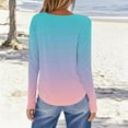 thumbnail image 4 of Aueoeo Womens Gradient Color T Shirts Long Sleeve Crew Neck Shirts Basic Tee Tops Blouse Regular Fitted Going Out Tops, 4 of 5