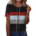 thumbnail image 2 of Camisetas Casuales de las Mujeres Estampadas Cuello Tripulado Manga Corta Superior, Ligera Mezcla de Poliéster Blusa de Moda, 2 of 6
