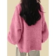 thumbnail image 6 of Women'S Oversized Sweaters Long Sleeve Crew Neck Fuzzy Knit Casual Chunky Pullover Sweater Fall Pink L, 6 of 7