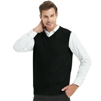Toptie Men's 100% Cotton Knit Sweater Vest, V Neck
