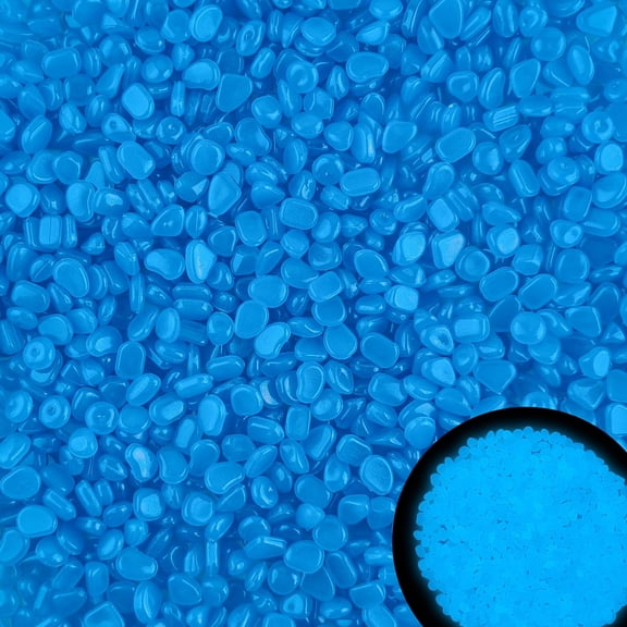 200 PCS Glow in The Dark Rocks, Blue Luminous Pebbles, Weather Resistant Decorative Stones for Garden Walkway Pathway Yard Landscape DIY Night Decoration