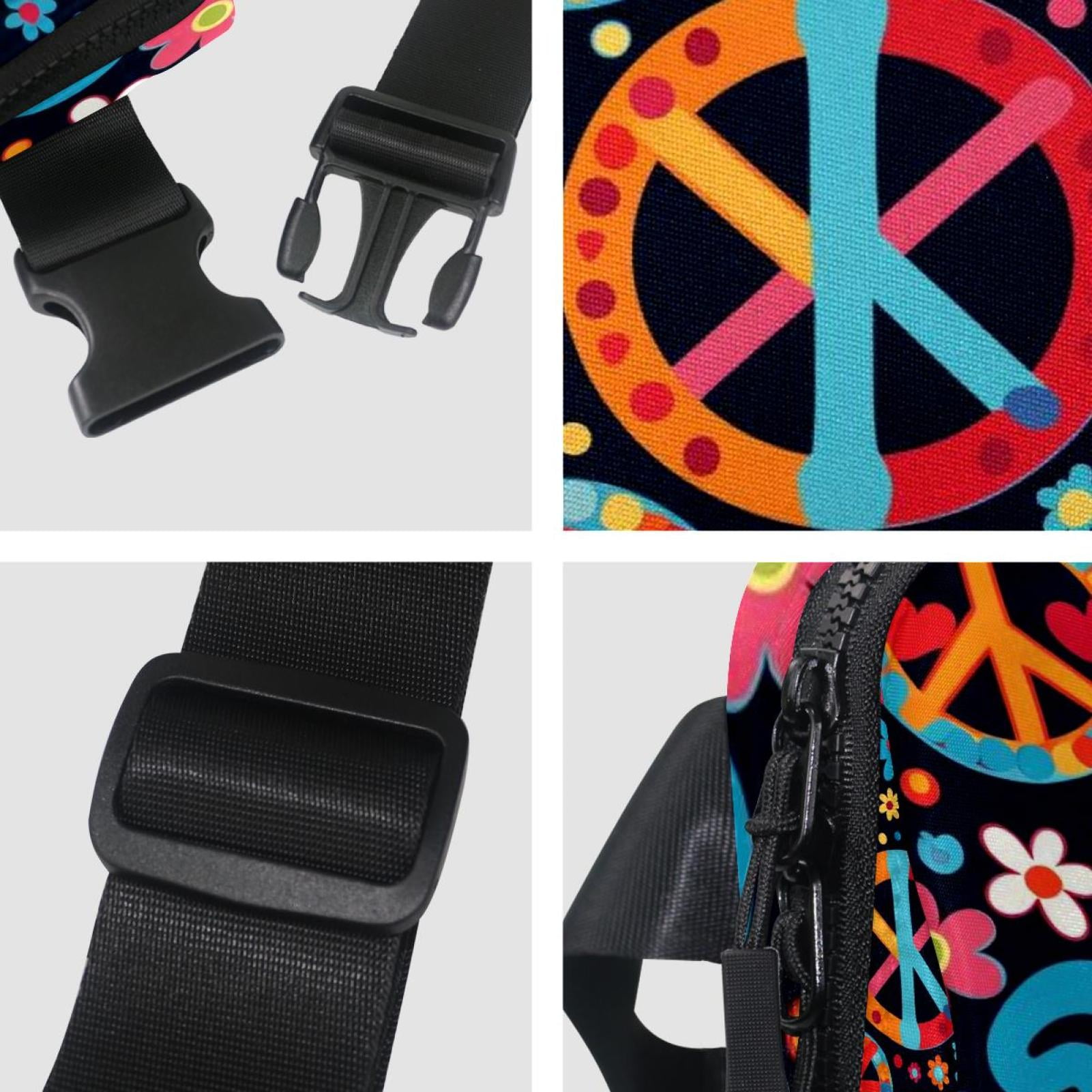Peace Symbol Lightweight Adjustable Sling Bag Running Belt Waist Pack with Extension Strap Unisex