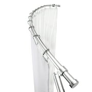 Croydex Luxury 78.5" Adjustable Curved Shower Curtain Rod, Maximises Space, Prevents Curtain Cling