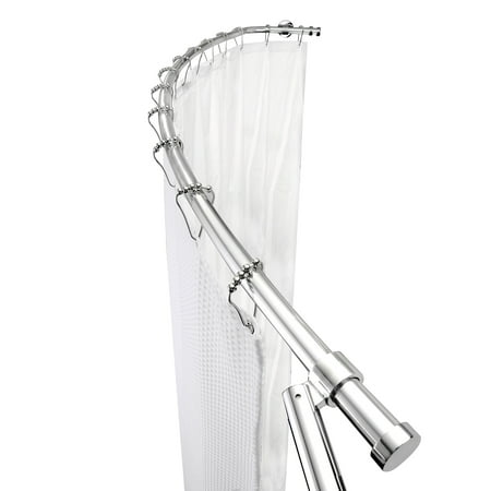 Croydex Luxury 78.5" Adjustable Curved Shower Curtain Rod, Maximises Space, Prevents Curtain Cling