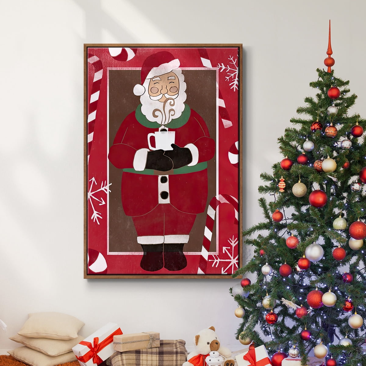 Cozy Cocoa Christmas Collection B - Framed Gallery Wrapped Holiday Canvas - 17 x 25 - Rosewood Frame