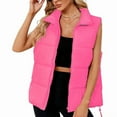 thumbnail image 1 of Chaleco Acolchado para Mujer, Abrigos de Abrigo, Chaquetas y Abrigos con Bolsillos. Rosa Roja L, 1 of 8