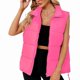 thumbnail image 1 of Chaleco Acolchado para Mujer, Abrigos de Abrigo, Chaquetas y Abrigos con Bolsillos. Rosa Roja L, 1 of 8