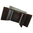 thumbnail image 5 of RFID Blocking Brown Vintage Leather Men's Trifold Center Flap Wallet, 5 of 10