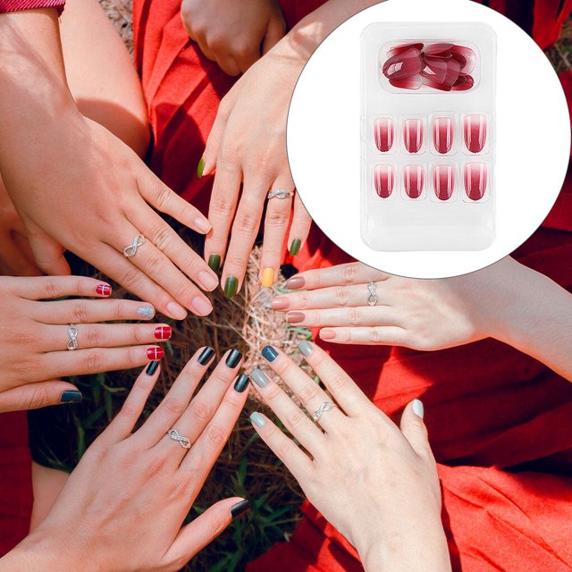False Nail Removable Wearable Simple to Apply Lightweight and Smooth Surface Various Shapes Fake Fingernail Strong Viscosity Charming Paster 27