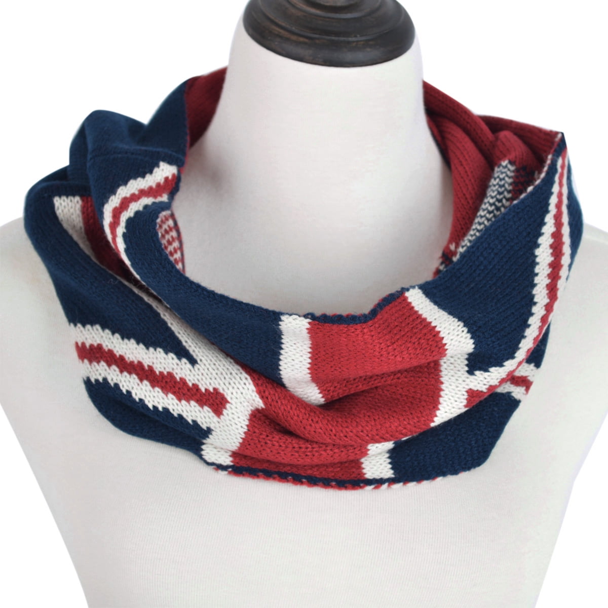 Unisex Soft Winter Knit UK British Flag Union Jack Infinity Loop Circle
