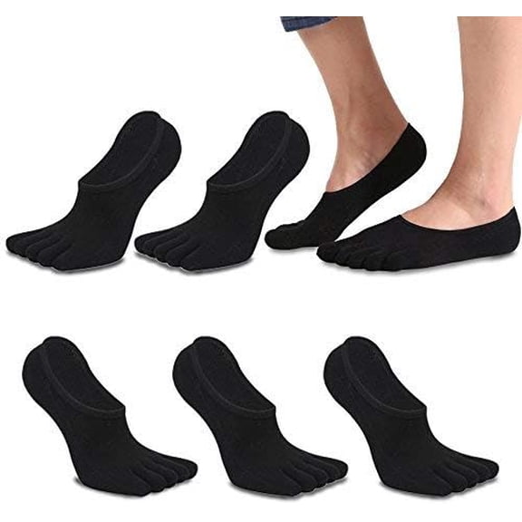 MOAMUN 5 Pairs Men's Toe Socks Low Cut Five Finger Socks Soft and Breathable Low Cut Cotton Socks for Men - 39-47