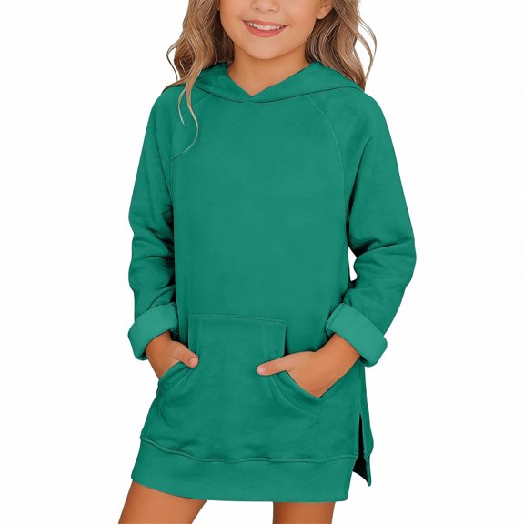 Vividxx Hoodies For Girls Long Sleeve Solid Color Hooded Sweatshirt Casual Pullover Pocket For Kids Fashion Clothes 5-6 Years