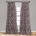 thumbnail image 4 of Ambesonne Cinnamon Color Curtains, Scandinavian Fox Art, Pair of 28"x84", Pale Chocolate and Dark Teal, 4 of 4