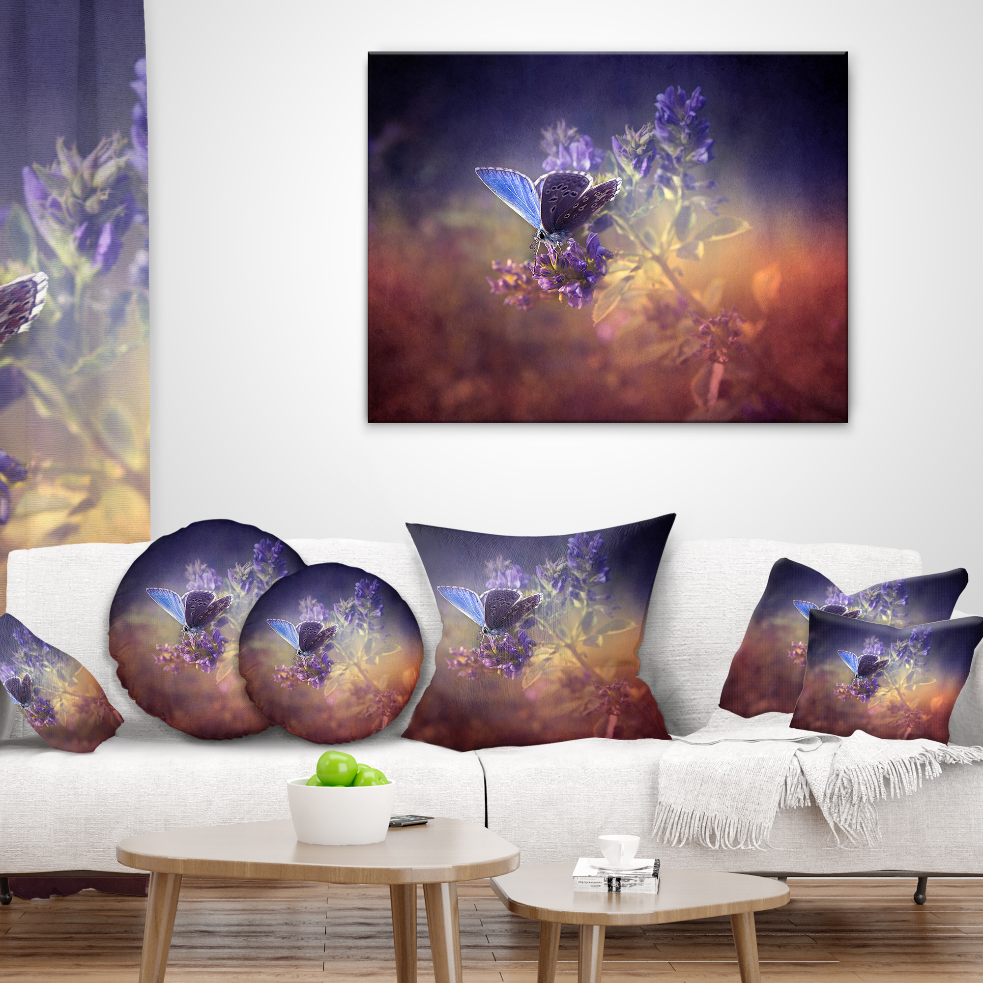 Designart Vintage Butterfly - Floral Throw Pillow - 18x18