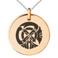 thumbnail image 1 of Stainless Steel Tachibana Samurai Crest Engraved Small Medallion Circle Charm Pendant Necklace, 1 of 1