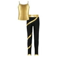 thumbnail image 2 of Raenseen Kids Girls Hip Hop Dance Outfit Girls Sparkly Camisole Tank with Shiny Rhinestones Pants Gold 8, 2 of 9