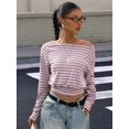 thumbnail image 4 of Women's Off Shoulder Top Cinched Waist Long Sleeve Crop T Shirts Tops Y2k Going Out Pink XL, 4 of 9