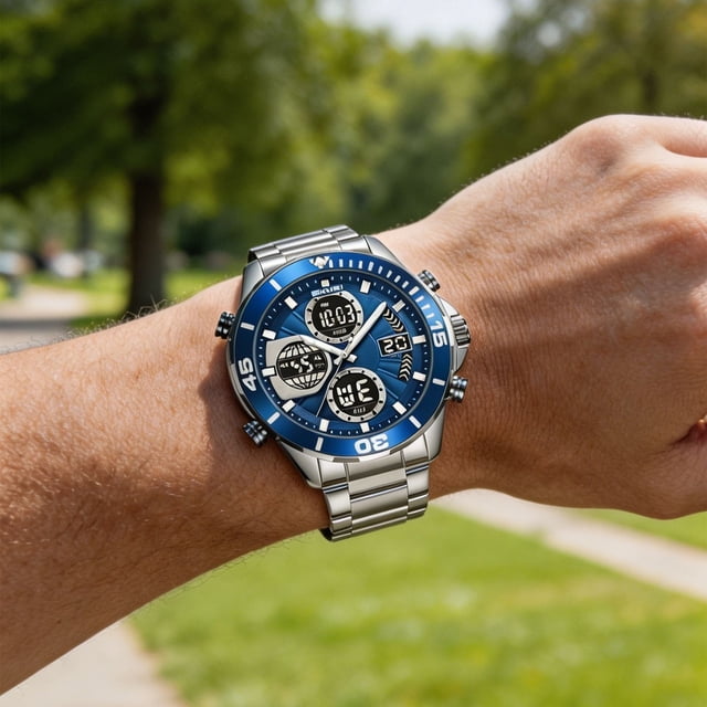 Reloj de cuarzo digital para negocios, para hombres y mujeres, con correa de acero inoxidable, resistente al agua hasta 30 metros, función de fecha y alarma, elegante reloj de pulsera formal.