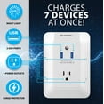 thumbnail image 3 of Bell+Howell Surge Protector 5 Outlet Extender with 2 USB Charging Ports Wall Power Wall Charger Plug, 3 of 6