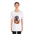 thumbnail image 3 of Autumn Pup: Dachshund & Pumpkins Tee - Unisex Jersey Short Sleeve Tee, 3 of 4