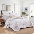 thumbnail image 3 of 3Pcs 100% Cotton Botanical Elegance Quilted Bedspread Set Embroidery Oversize Bedding Set for All Seasons, 3 of 12