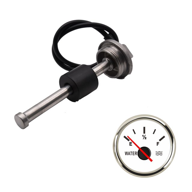 0-190Ohm 52MM Water Level Gauge Red Backlight Water Tank Level Indicator Meter With Fuel Level Sensor 200MM 250MM 300MM 400MM ,Suits Most Tanks