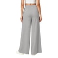 thumbnail image 4 of Palazzo Pants for Women Summer Elastic High Waist Loose Casual Wide Leg Flowy Pants Boho Trousers with Pockets, 4 of 7