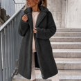 thumbnail image 3 of ITSAME Womens Fuzzy Fleece Long Coat Sherpa Lapel Collar Zip Up Winter Warm Comfy Outerwear Black Size XL, 3 of 7