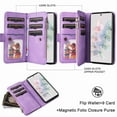 thumbnail image 4 of YEYKX for iPhone 15 Pro Max Wallet Phone Case with 9 Card Holder Zipper Pocket, Magnetic Closure Premium Folio PU Leather Flip Case with Wrist Strap for iPhone 15 Pro Max 6.7inch,Purple, 4 of 8
