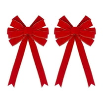 yulier Christmas Red Bows, 20" x 11" Large Velvet Ribbon Christmas Tree Topper Bow, Christmas Tree Decorations Xmas Holiday Party Indoor Outdoor Decor, 1 Pc