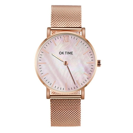 Simple Slim Watch Analog Quartz Waterproof Stainless Steel Mesh Strap Band Thin Casual Elegant Wrist Watches for Women (Rose (Best Gold Watches Under 2000)