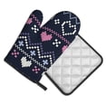 thumbnail image 2 of Gaeub Pixel Heart Winter Print Oven Mitts and Pot Holders Sets of 2,Heat Resistant Pad,Cooking Gloves, for Baking BBQ Home Decor, 2 of 7